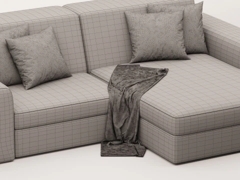 Corner sofa Labert Velvet Beige 3D Model