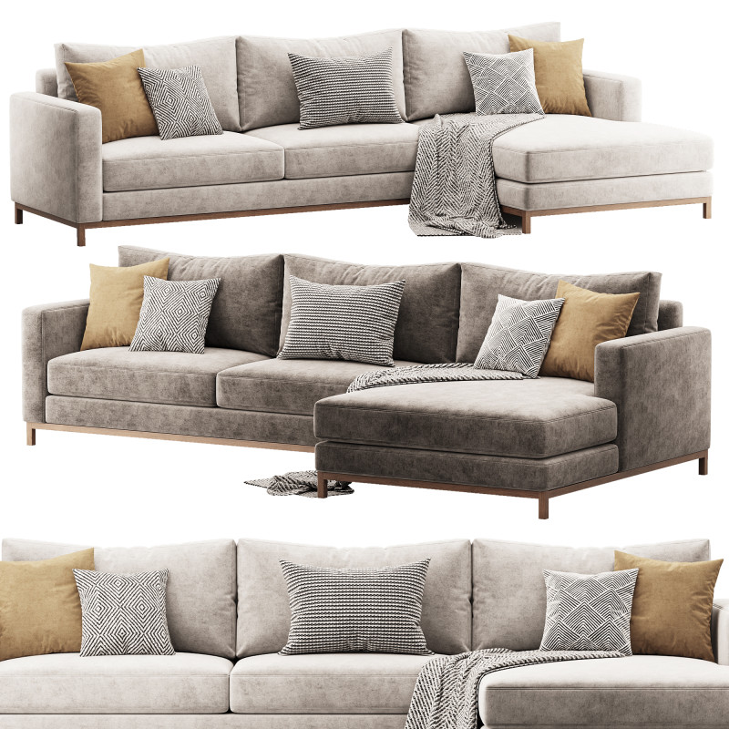Greyson Chaise Sectional 3D Model .c4d .max .obj .3ds .fbx .stl .blend 