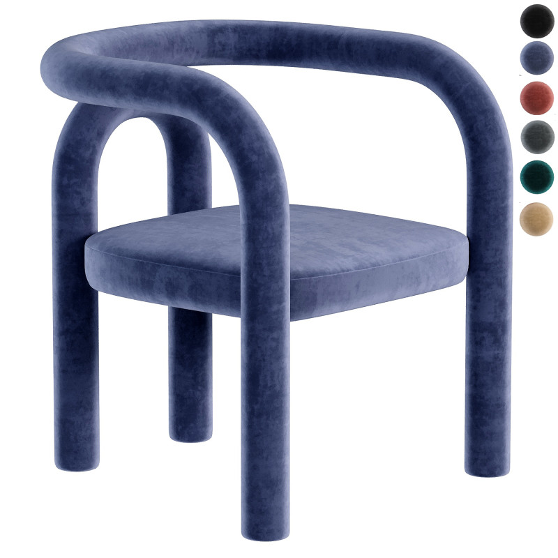 Modern Design Armless Open Back Chairs Fabric Dining Chairs for Home Modelo 3D .c4d .max .obj .3ds .fbx .stl .blend 