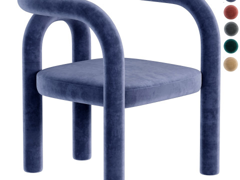 Modern Design Armless Open Back Chairs Fabric Dining Chairs for Home 3D Model