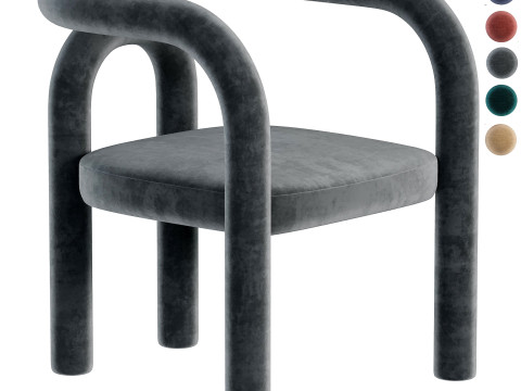 Modern Design Armless Open Back Chairs Fabric Dining Chairs for Home Modelo 3D