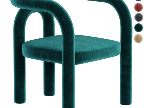Modern Design Armless Open Back Chairs Fabric Dining Chairs for Home Modelo 3D