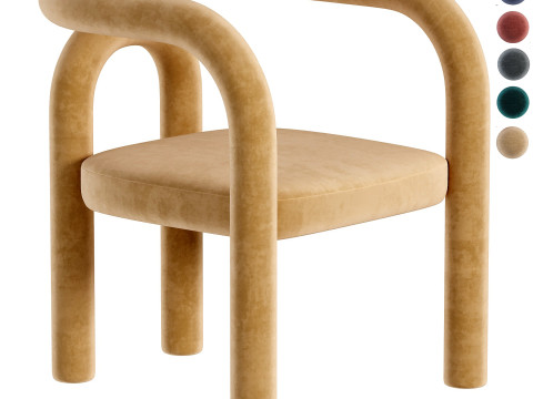 Modern Design Armless Open Back Chairs Fabric Dining Chairs for Home Modelo 3D
