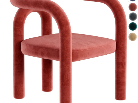 Modern Design Armless Open Back Chairs Fabric Dining Chairs for Home Modelo 3D