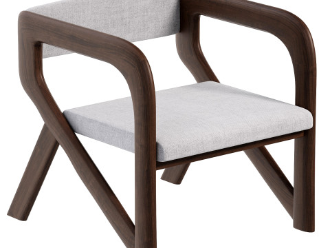 Open Back Arm Chairs Solid Wood Dining Chairs for Dining Room 3D Model