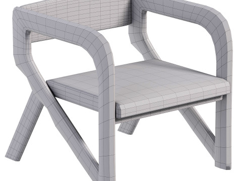 Open Back Arm Chairs Solid Wood Dining Chairs for Dining Room Modelo 3D