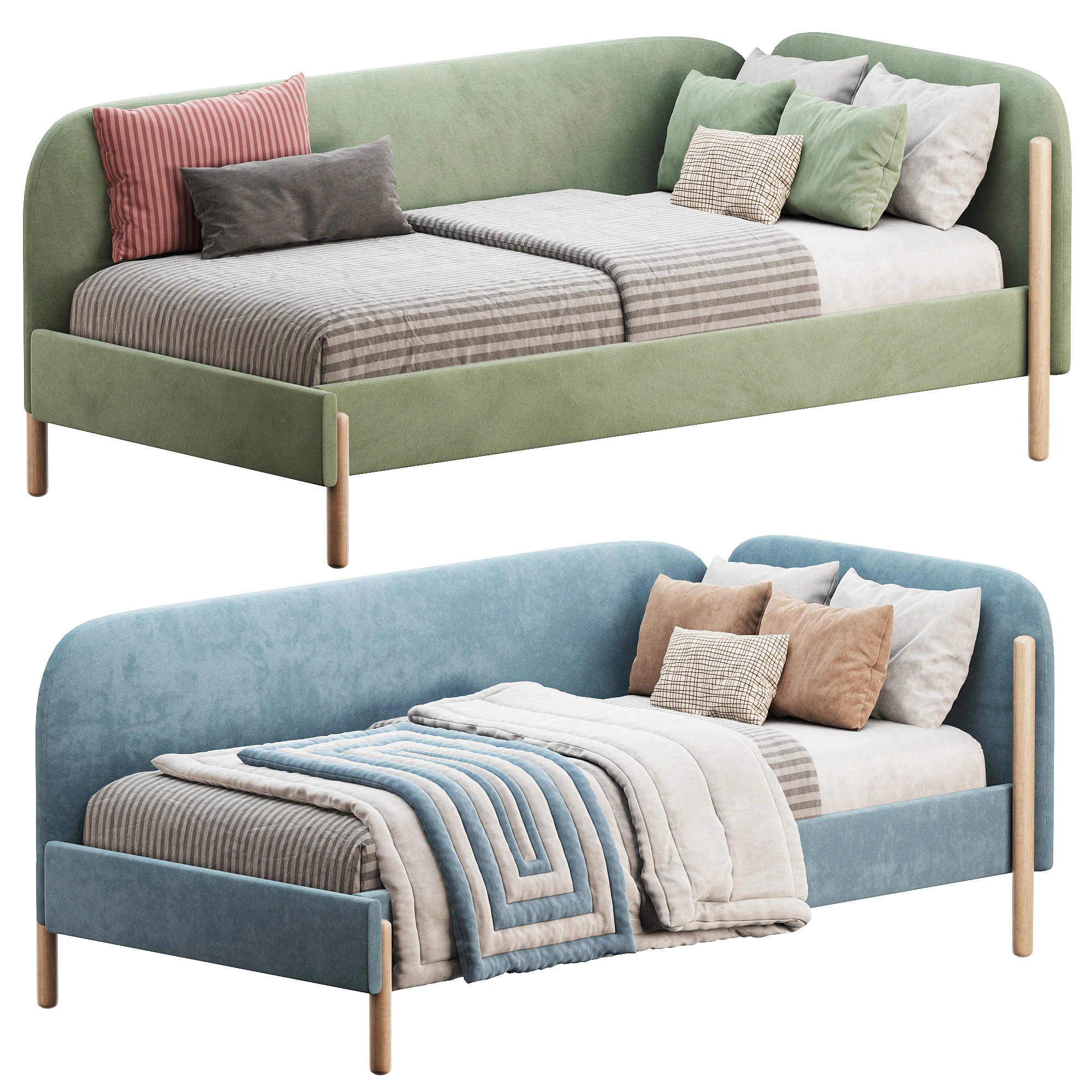 Casey Bed 90 Velvet Coral 3D Model .c4d .max .obj .3ds .fbx .stl .blend 