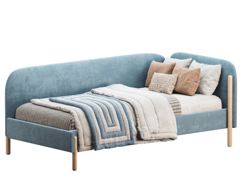 Casey Bed 90 Velvet Coral 3D Model