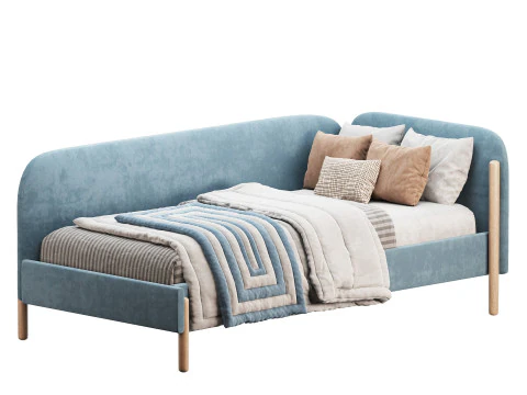 Casey Bed 90 Velvet Coral 3D Model