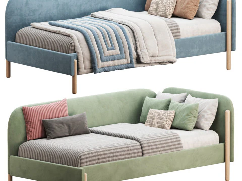 Casey Bed 90 Velvet Coral 3D Model