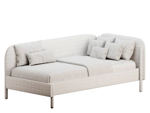Casey Bed 90 Velvet Coral 3D Model