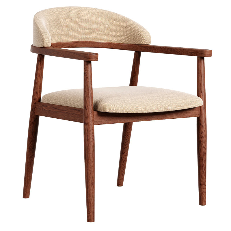 Modrest Cohen Walnut Dining Chair 3D 模型 .c4d .max .obj .3ds .fbx .stl .blend
