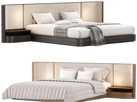 Gianna King Size Natural Walnut Wood Bed Frame 3Dモデル