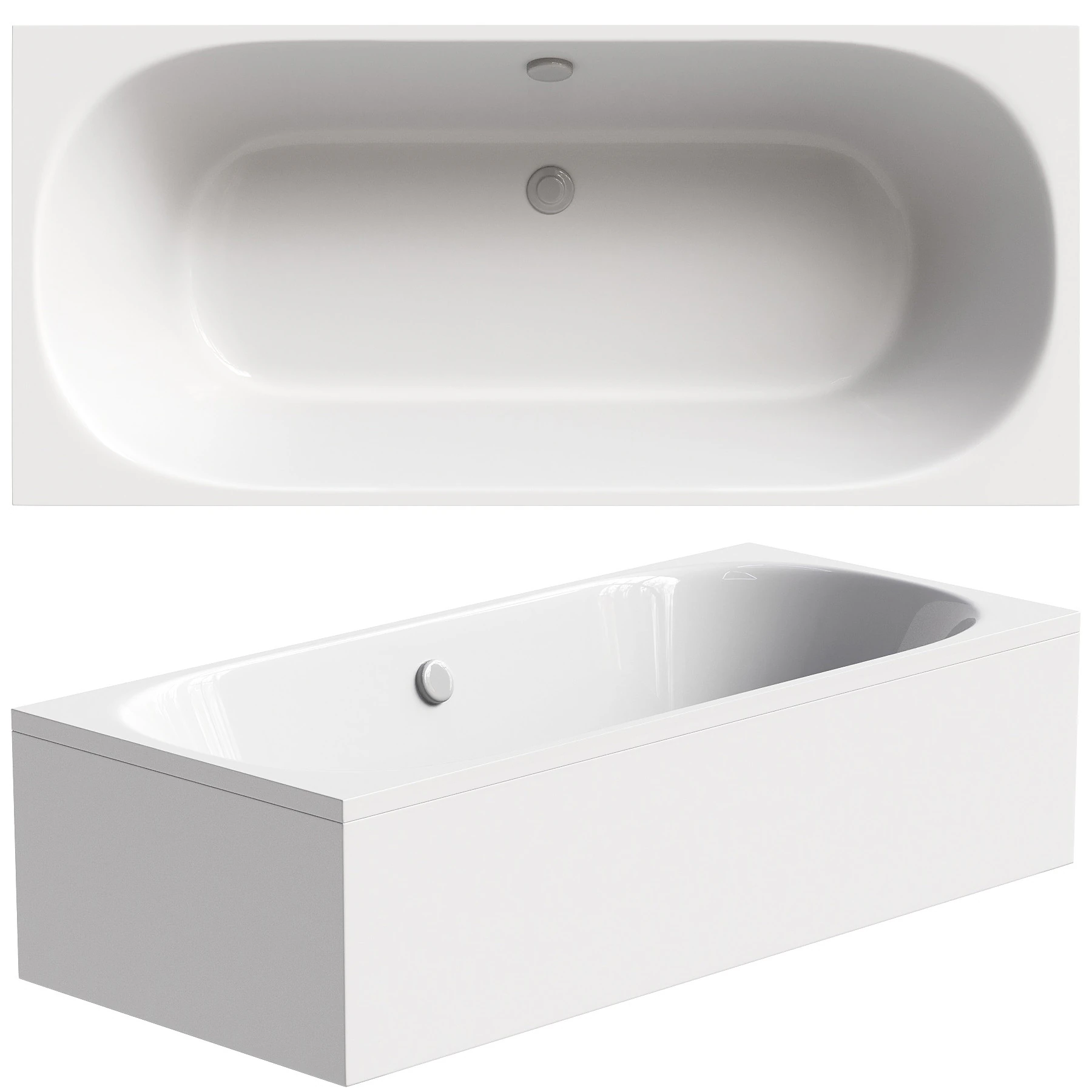 Acrylic bathtub Cezares Metauro 180x80 cm with frame 3D Model .c4d .max .obj .3ds .fbx .stl .blend