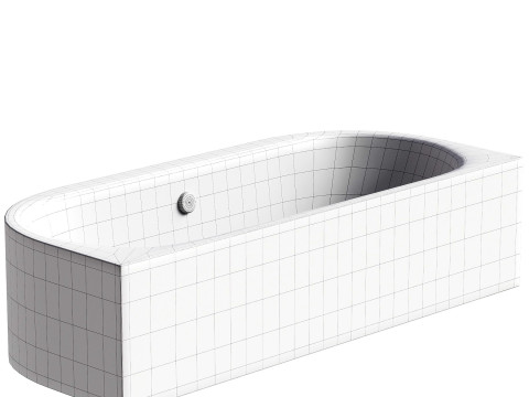 Acrylic bathtub Cezares Metauro wall W37 180x80 cm oval with frame 3D Model