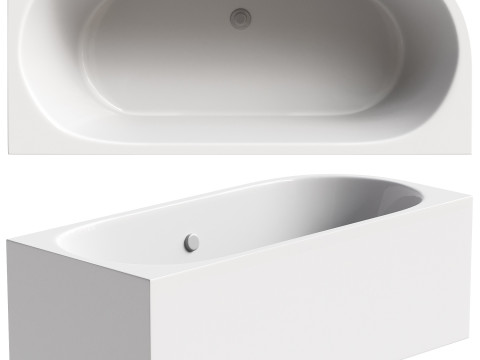 Acrylic bathtub Cezares Metauro Corner L 180x80 cm with frame asymmetrical Modelo 3D