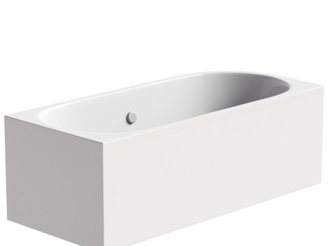Acrylic bathtub Cezares Metauro Corner L 180x80 cm with frame asymmetrical Modello 3D