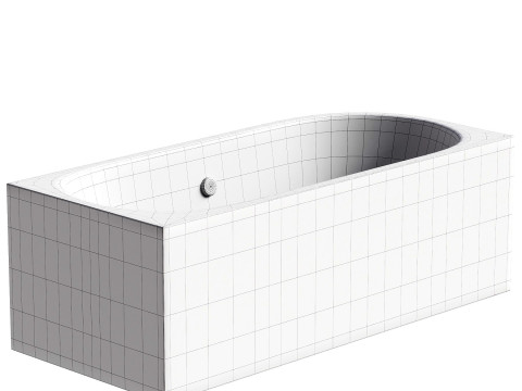 Acrylic bathtub Cezares Metauro Corner L 180x80 cm with frame asymmetrical Modello 3D