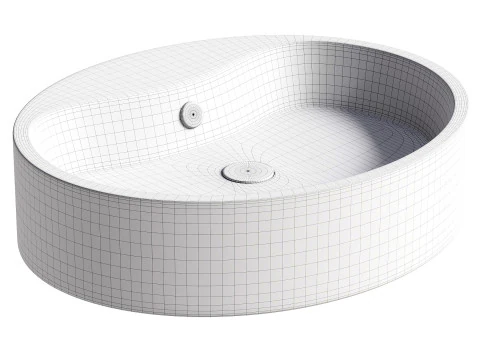 Lavabo da arredo AM PM Func M8FWCC20561WG 56 cm bianco lucido Modello 3D