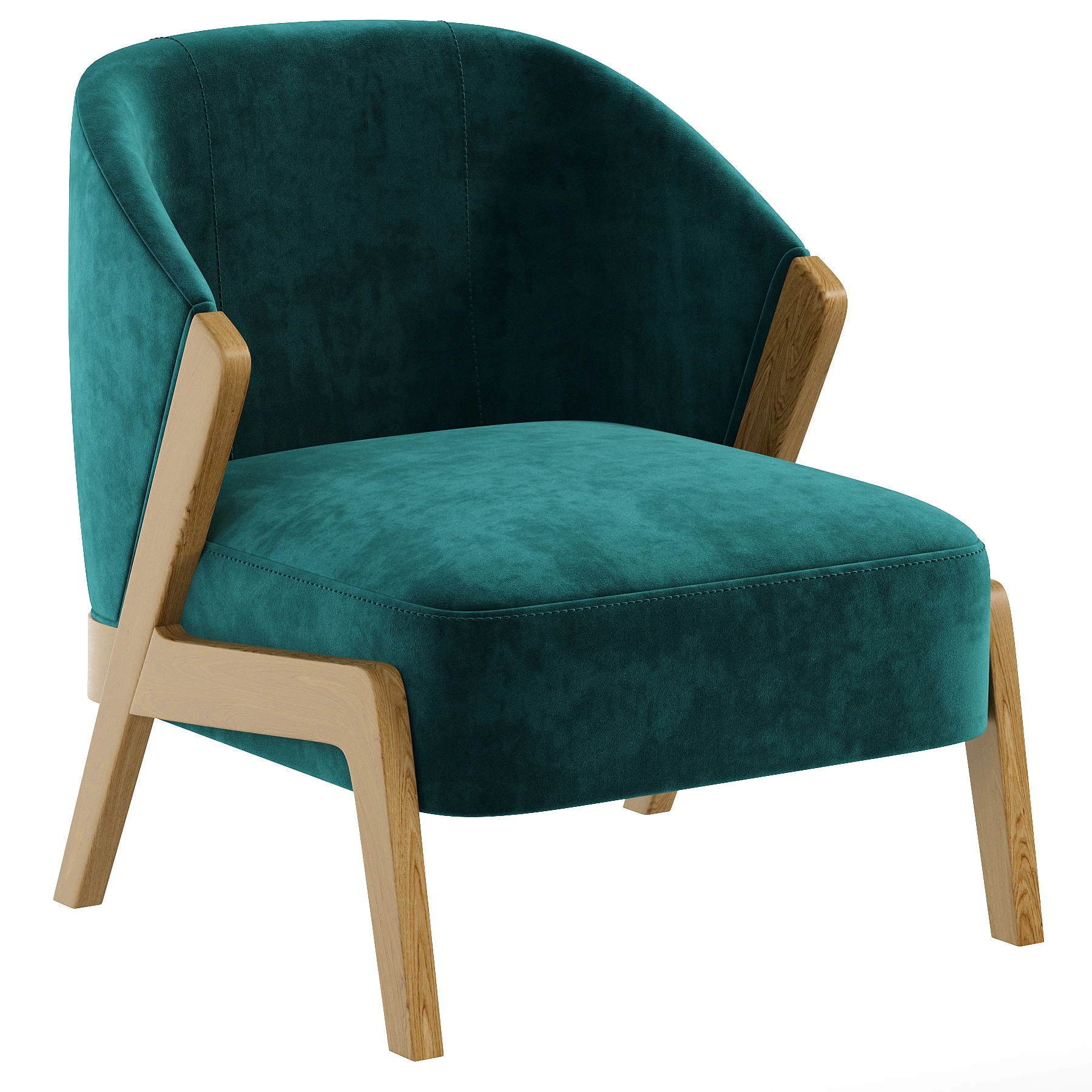 Bronx Frame Fine Chenille Moss Green Turner Wooden Accent Chair 3D Model .c4d .max .obj .3ds .fbx .stl .blend 