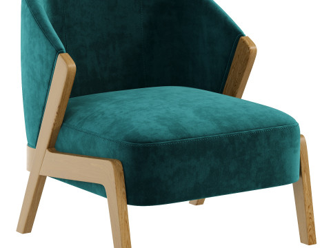 Bronx Frame Fine Chenille Moss Green Turner Wooden Accent Chair 3D Model