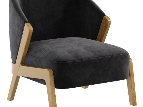 Bronx Frame Fine Chenille Moss Green Turner Wooden Accent Chair 3Dモデル