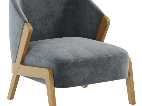 Bronx Frame Fine Chenille Moss Green Turner Wooden Accent Chair 3Dモデル