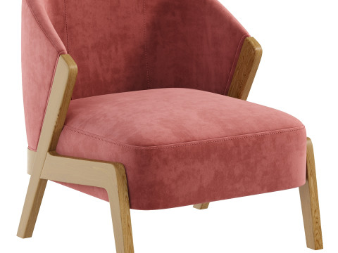 Bronx Frame Fine Chenille Moss Green Turner Wooden Accent Chair 3Dモデル