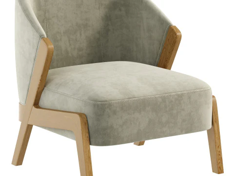 Bronx Frame Fine Chenille Moss Green Turner Wooden Accent Chair 3D Model