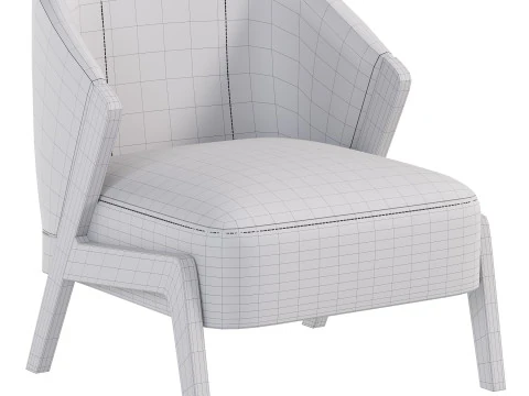 Bronx Frame Fine Chenille Moss Green Turner Wooden Accent Chair 3D Model