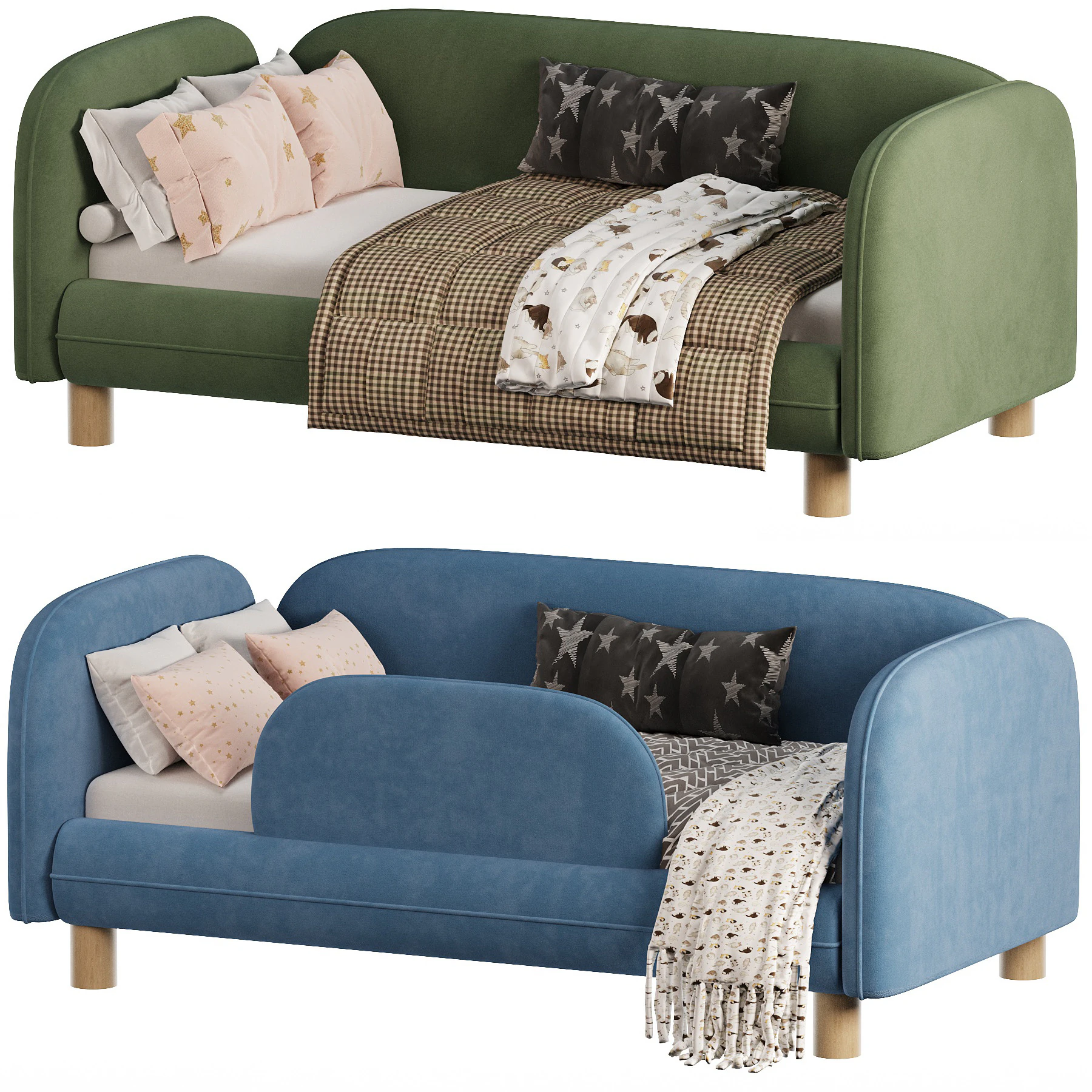 Childrens bed Debbie 1 80 Velvet Blue 3D Model .c4d .max .obj .3ds .fbx .stl .blend 
