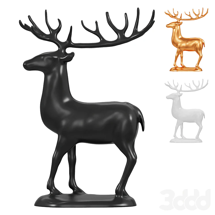 Deer Sculpture 3D Model .c4d .max .obj .3ds .fbx .stl .blend 