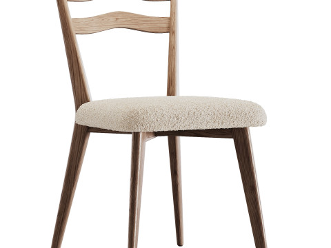 Hazel Brown Wood Dining Chair 3D Model