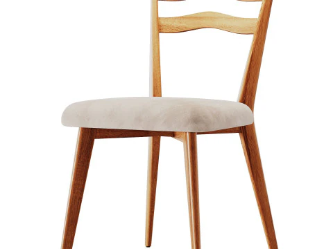 Hazel Brown Wood Dining Chair 3D Model