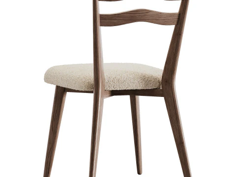 Hazel Brown Wood Dining Chair 3D Model