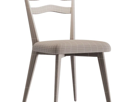 Hazel Brown Wood Dining Chair 3D Model