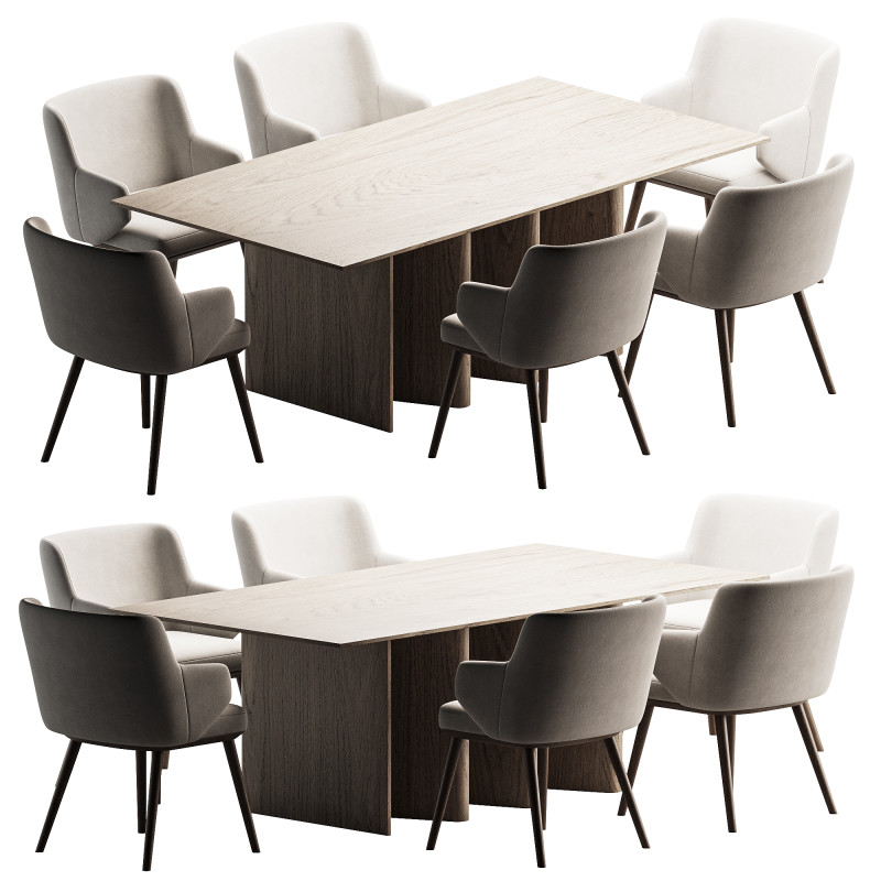 Dining SET 1 3D Модель .c4d .max .obj .3ds .fbx .stl .blend