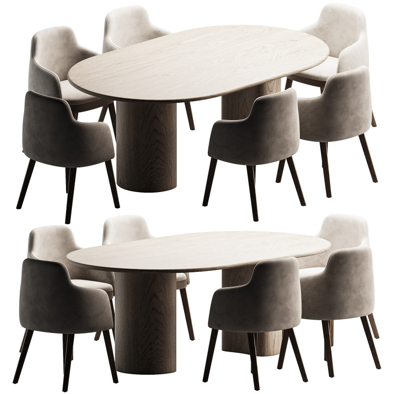 Dining set 2 3D Модель .c4d .max .obj .3ds .fbx .stl .blend