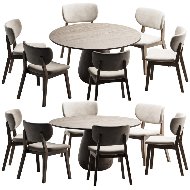 Dining set 4 3D Модель .c4d .max .obj .3ds .fbx .stl .blend