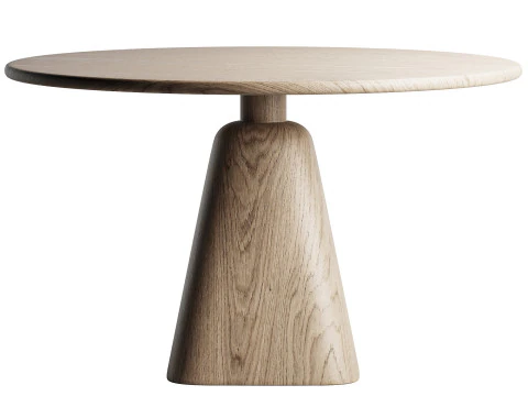 Wood Round Dining Table 3D Model