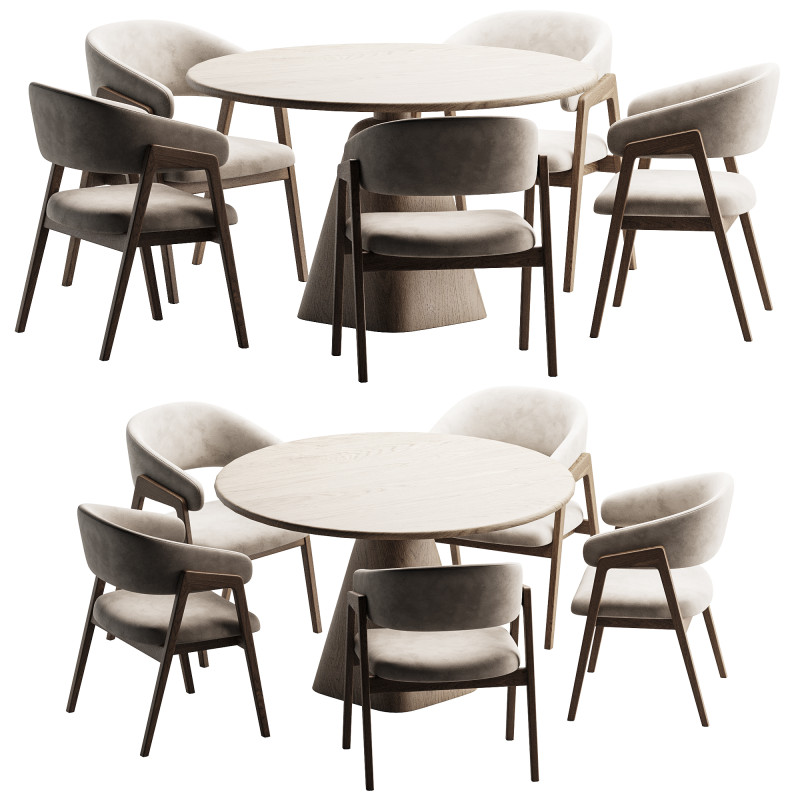 Dining Set 6 3D Модель .c4d .max .obj .3ds .fbx .stl .blend