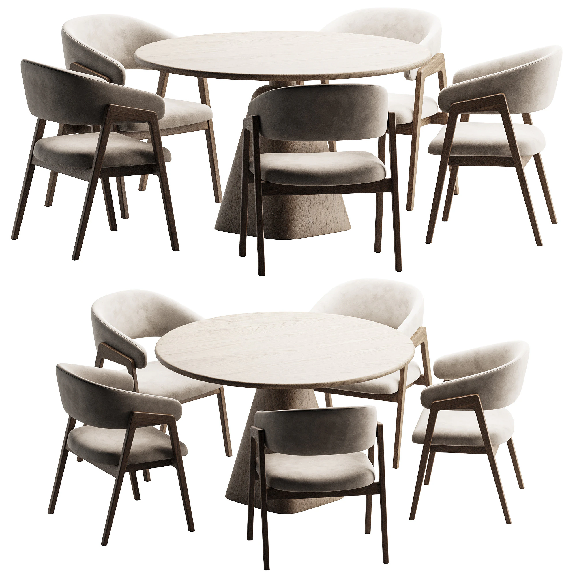 Dining Set 6 3D Model .c4d .max .obj .3ds .fbx .stl .blend