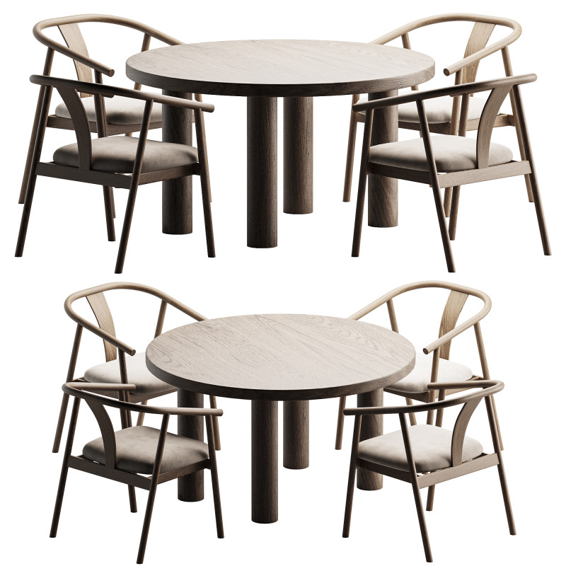 Dining Set 7 3D 모델 .c4d .max .obj .3ds .fbx .stl .blend 