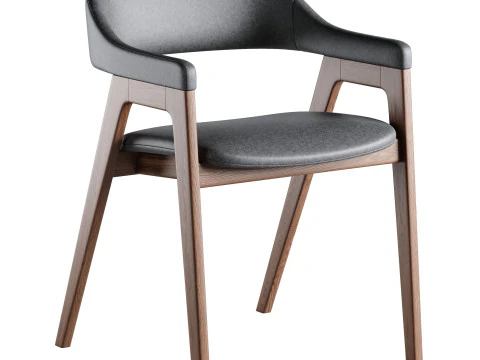 Sk&oacute;rzane krzesło do jadalni Lando Model 3D