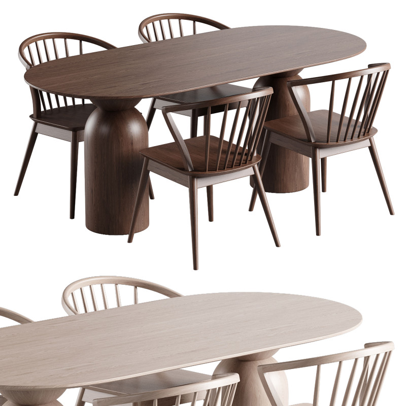 Dining set 12 3D Model .c4d .max .obj .3ds .fbx .stl .blend
