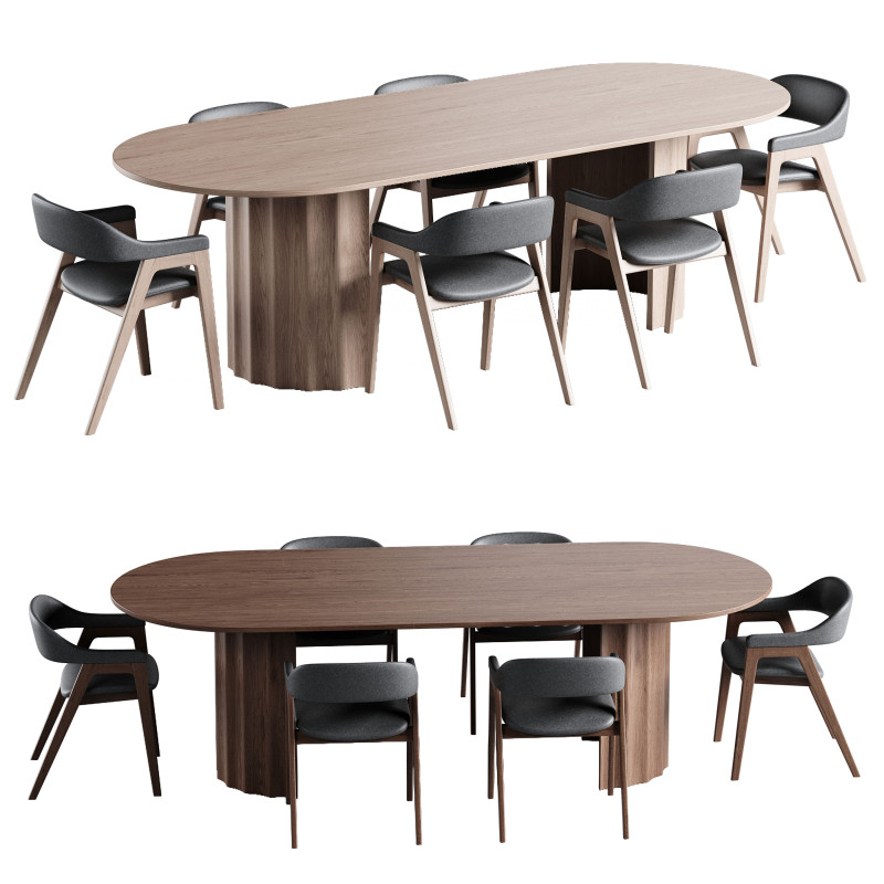 Dining set 15 3D Модель .c4d .max .obj .3ds .fbx .stl .blend