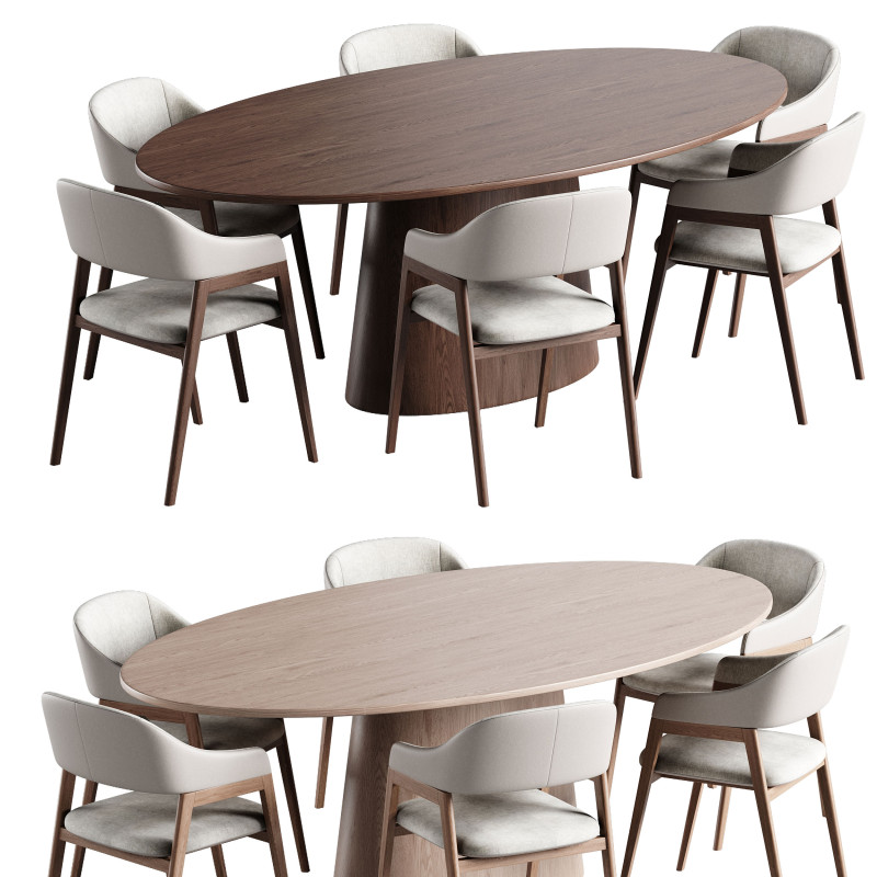 Dining set 16 3D Model .c4d .max .obj .3ds .fbx .stl .blend