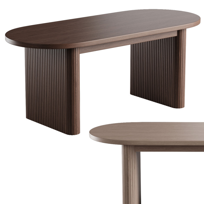 Extendable Natural Dining Table Lisette 3D Model .c4d .max .obj .3ds .fbx .stl .blend