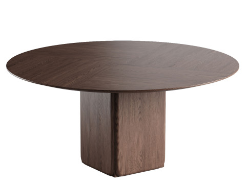 Porada Round walnut dining table 3D मॉडल