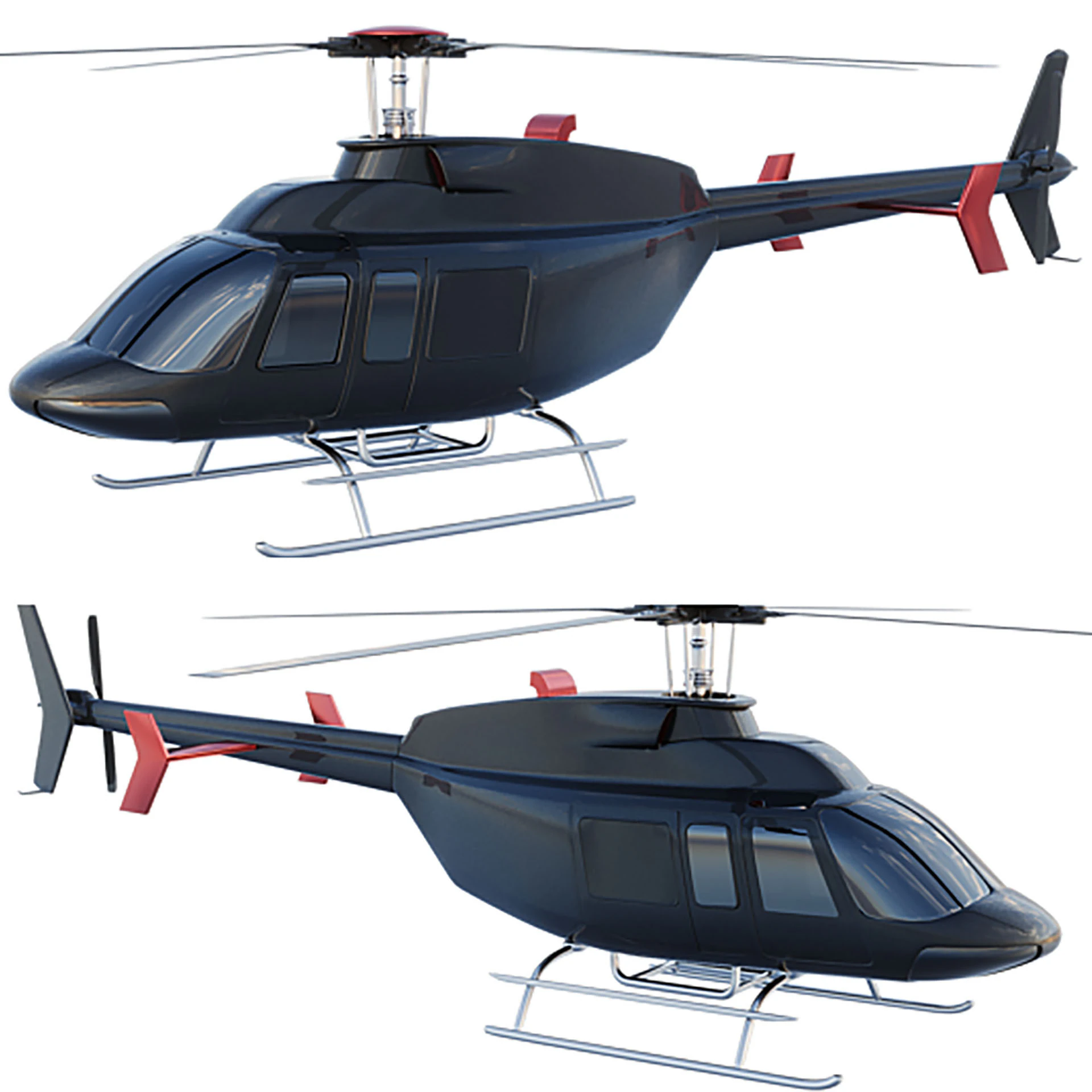 Bell 407 3D Model .c4d .max .obj .3ds .fbx .stl .blend 